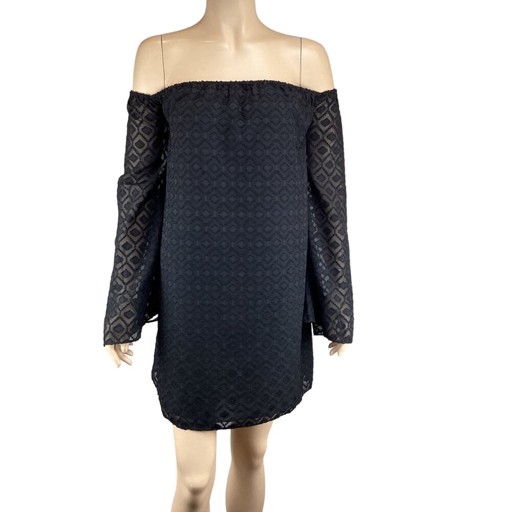Buddy Love Black Off-The-Shoulder Dress Size‎ Medium Long Sleeves